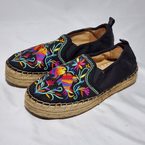 Sam Edelman Shoes - SAM EDELMAN Womens Carrin Platform Floral Fish Slip-On Shoe, Black Size 8 - READ